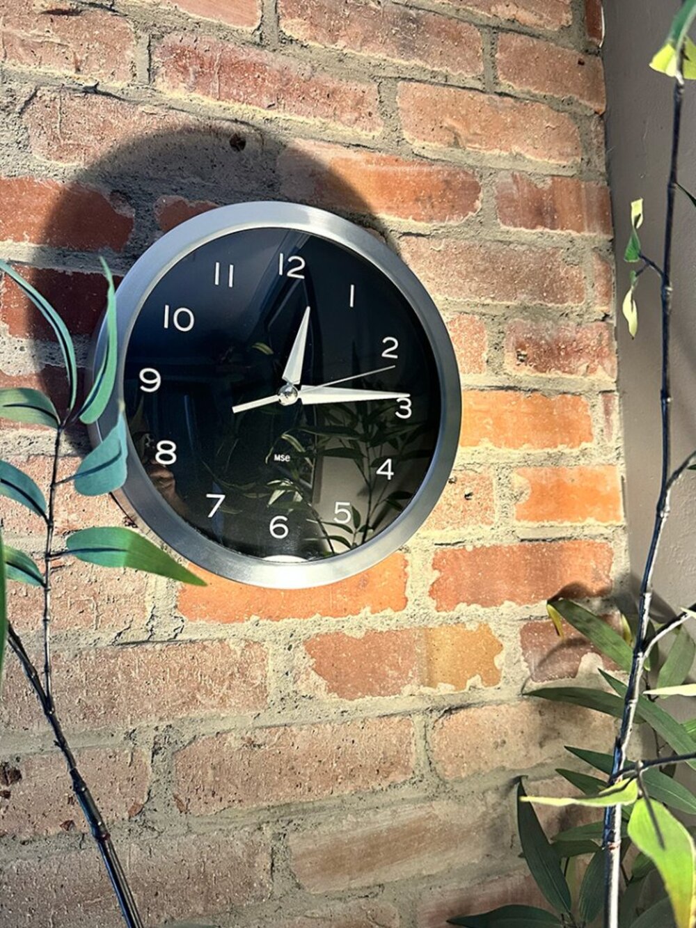 Martha Stewart, 11" Round Quartz Wall Clock, Stainless Steel, Black Face